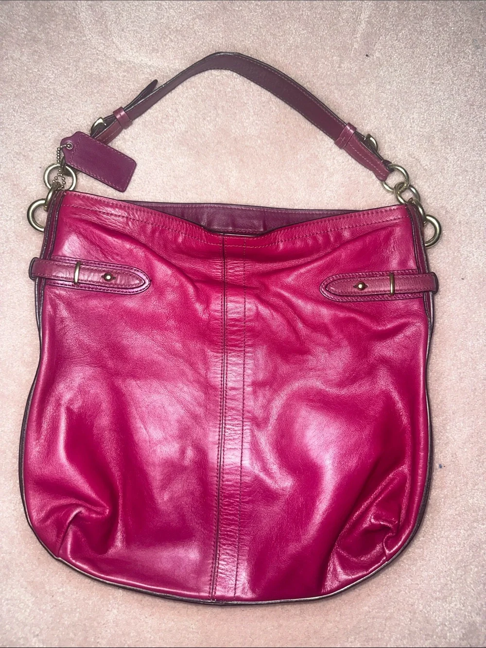 Coach Colette Hobo Bag Vibrant Pink Gold Hardware